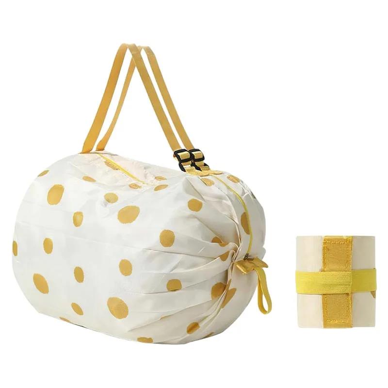 Foldable Reusable Grocery Bag Portable One Shoulder Handbag For Travel Groceries Supermarket Tote