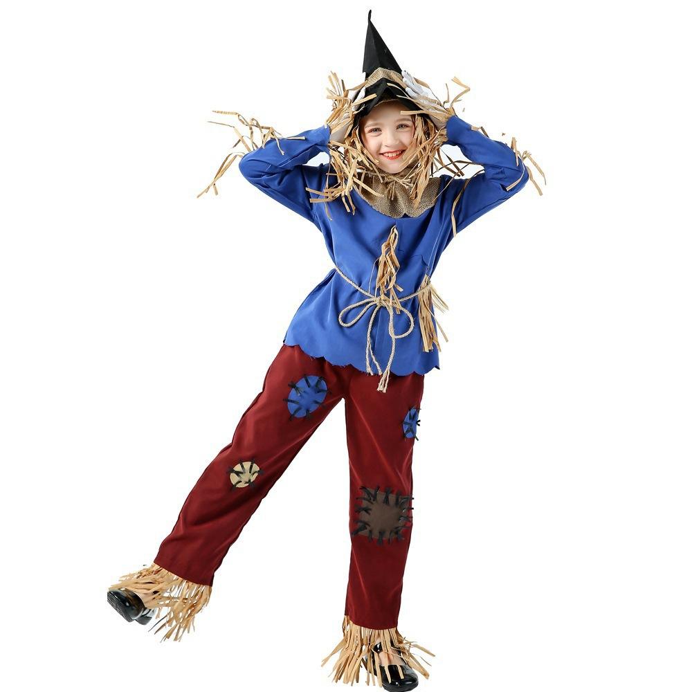 Halloween costumes, children boys and girls, Wizard of Oz scarecrow cosplay costumes