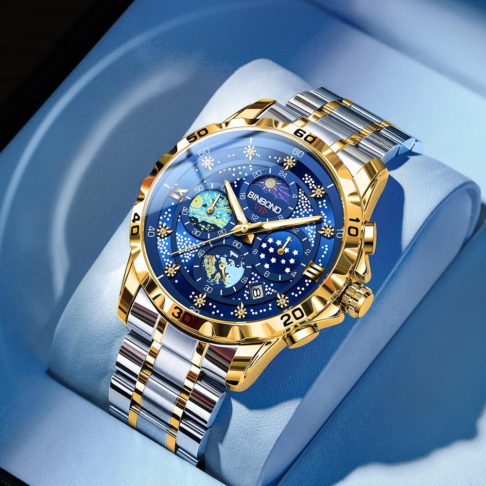 Fashion Starry Sky Van Gogh Men Quartz Watches Date Waterproof Luminous Small Three Pin Exquisite Men's Business Watches