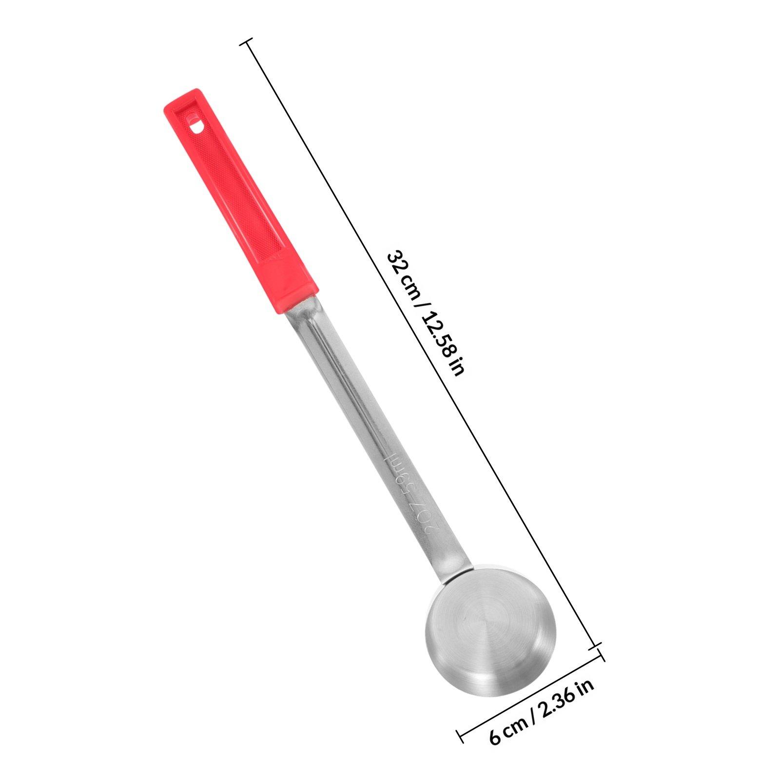Pizza Sauce Portion Ladle Stainless Steel Serving Spoon Flat Smooth Bottom Leak Proof Handle Hanging Kitchen Sauce Scoop Portion 32X6X2.3CM
