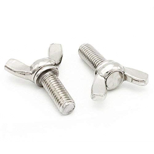 5 Pieces M6 x 10mm 1mm Pitch 304 Stainless Steel Thumb Screw Butterfly Bolts Silver