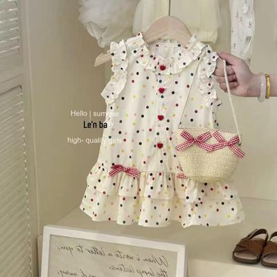Girl's Summer Korean Princess Polka Dot Lace Dress