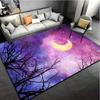 Starry Night Moon Rug - Cosmic Tree Design for Modern Living Spaces, Galaxy Themed Bedroom Flooring Ideas Skid Resistant Carpet