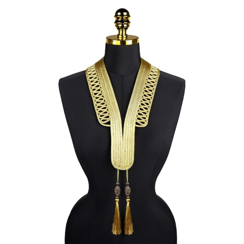 Gold Thread Collar Trim Sewing Applique For Handmade Suits And Dance Costume Clothing Embellishment Sewing Accessories