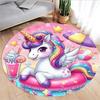 Cute Cartoon Unicorns Print Round Rug Bedroom Carpet Living Room Nonslip Floor Mat Sofa Table Rugs for Home Decor Girls Room Rug