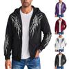 Felpa con cappuccio da uomo con zip e stampa grafica, manica lunga, Dark Campus per primavera e autunno