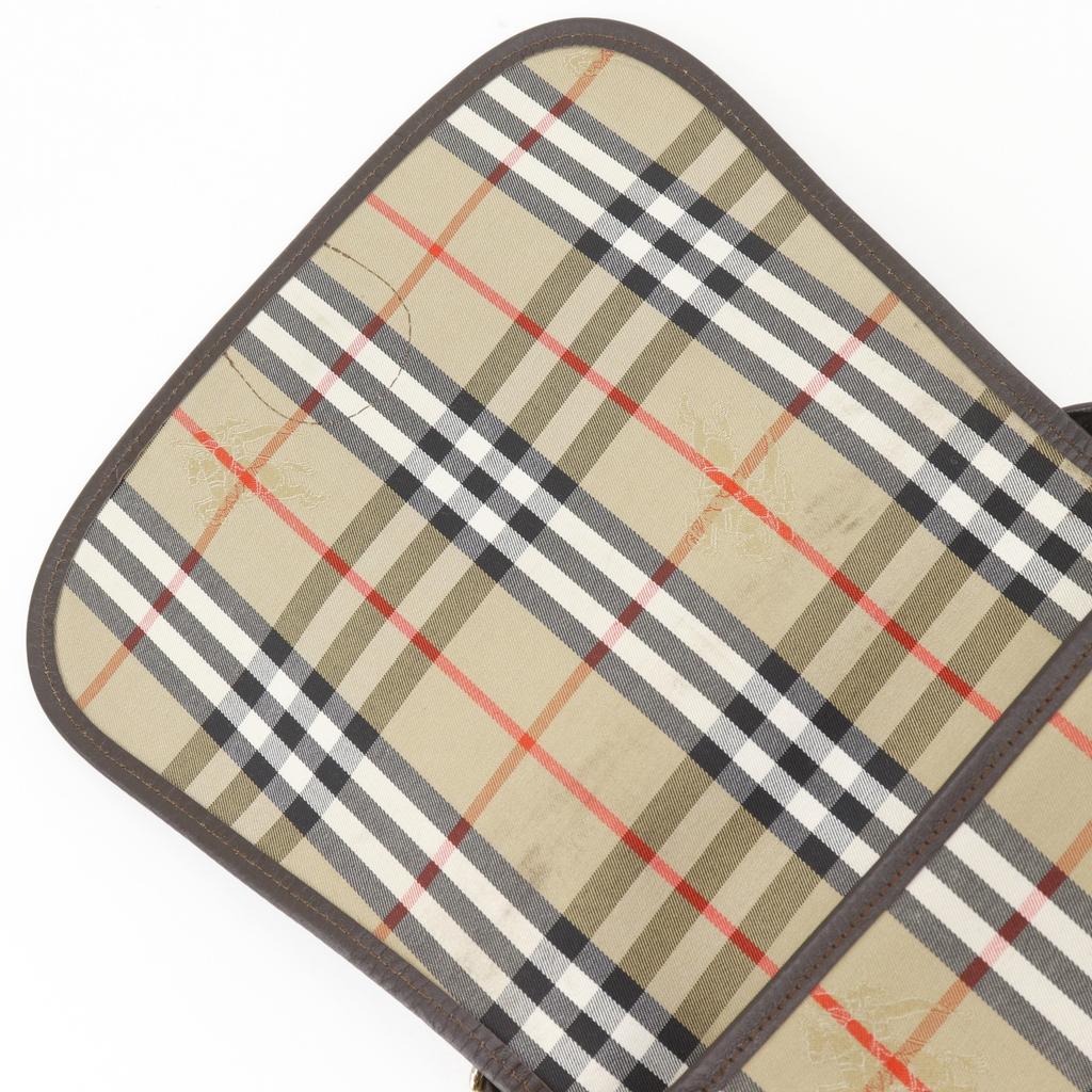 BURBERRY Nova Check Shoulder Bag beige canvas/leather Women Used