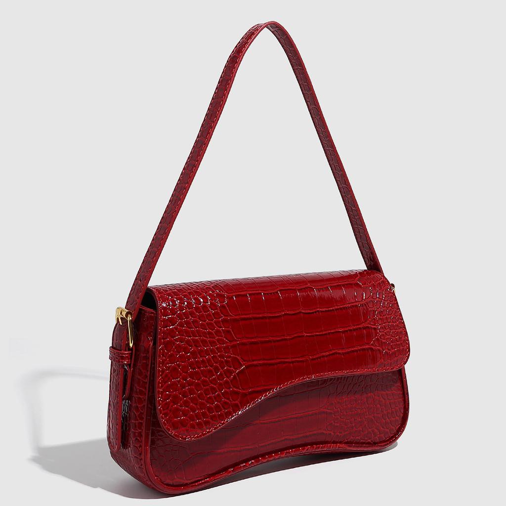 Simple And Fashionable Shoulder Small Square Bag, Crocodile Pattern Bag, Women'S Versatile Shoulder Messenger Bag, Texture Versatile