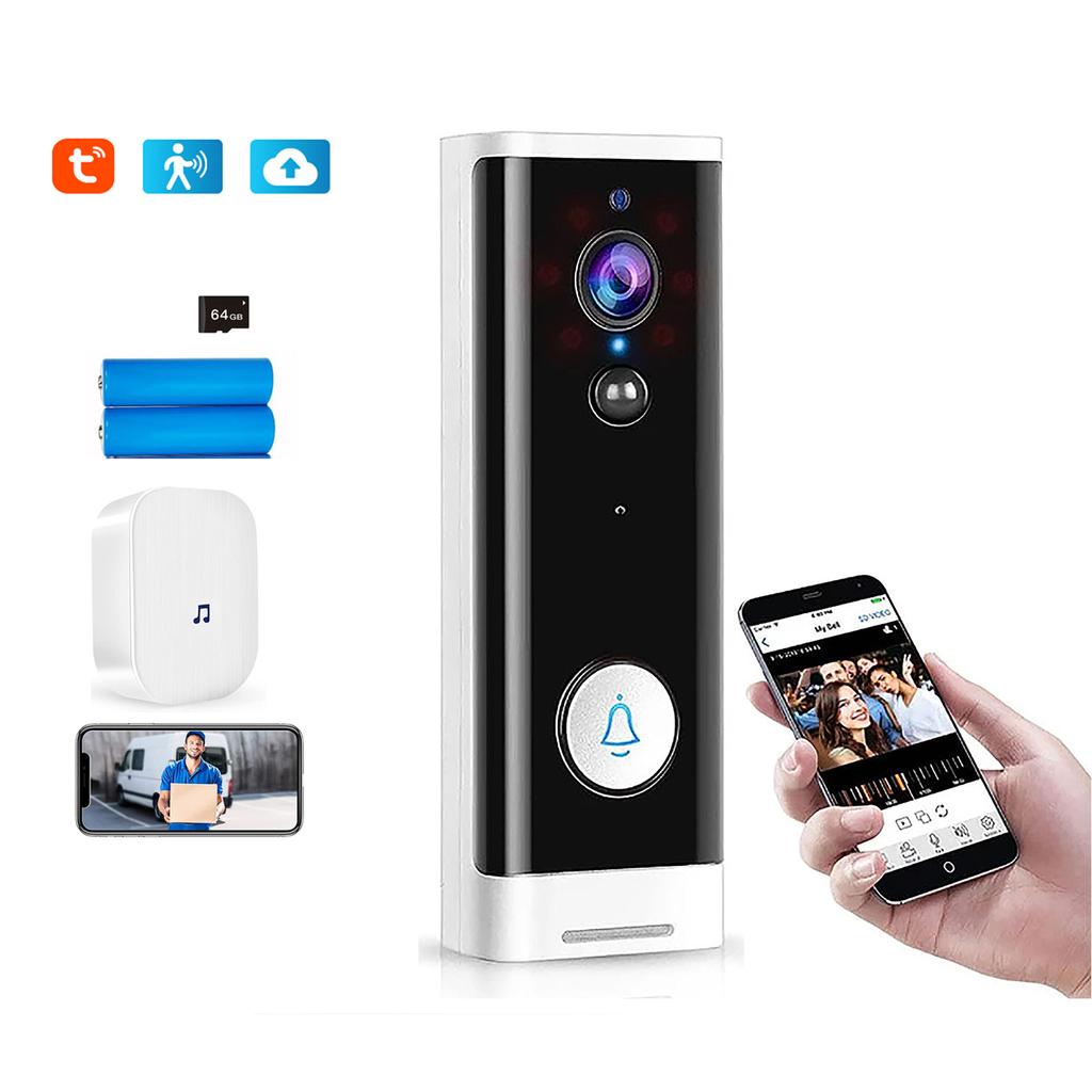 Sonerie Video Smart Home WIFI Interfon HD Sonerie Video Wireless, Detectare Mișcare, Viziune Nocturnă, Sonerie cu Audio Bidirecțional