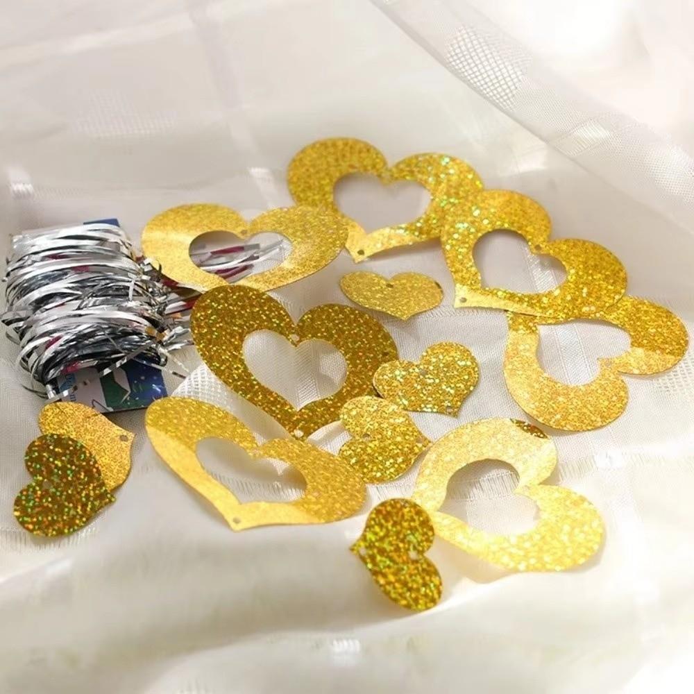 New Red Heart Laser Sequin Garland DIY Love Letter Heart String Garland PVC Love Pulling Curtain Wedding Party Decorations