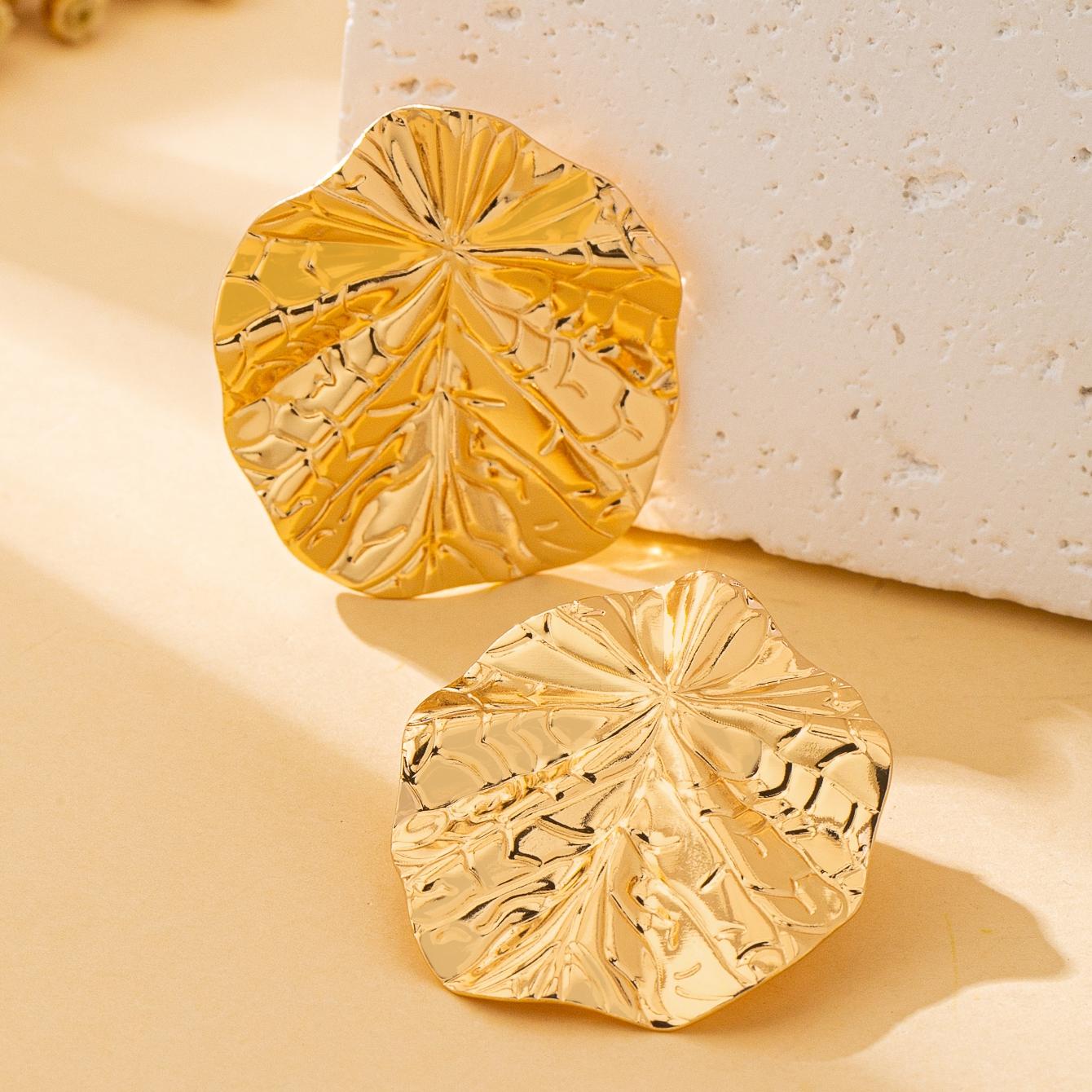 

Пара женских серег с узором в виде листа лотоса, простые, подходят для повседневного ношения и для отпуска