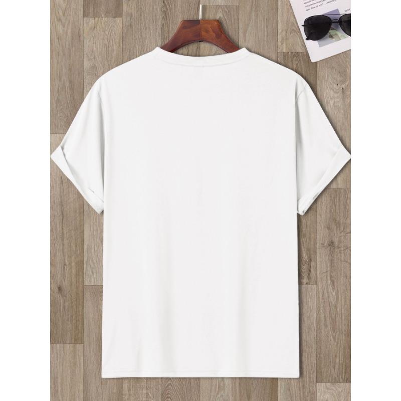 European Size Men's Shark Bite Graphic Print Round Neck T-Shirt - Turquoise Casual Streetwear Summer Beach Vacation Essential, Machine Washable