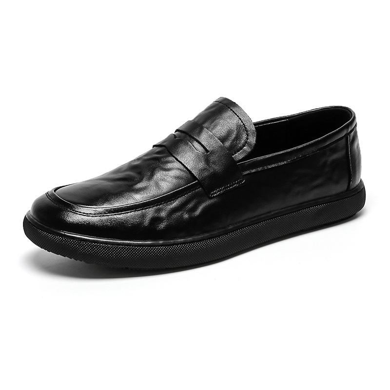 Leather Shoes Men's Spring One-pedal Lazy Doudou Shoes Breathable Foot Loafers Business Dress Casual Shoes 7982-J