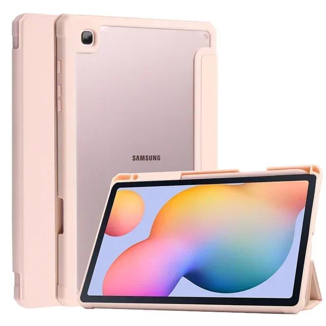 Hoesje Voor Samsung Galaxy Tab S6 Lite 10.4 P620 P625 P610 P615 P613 P619 Hoes Met Potloodhouder Cover Tri-Fold Stand Shell S6 Lite P620 P625 roze