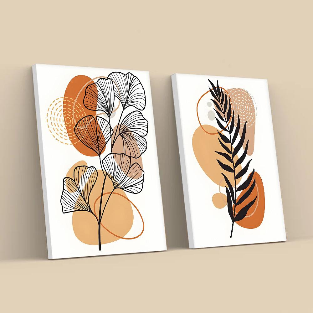 2pcs/set Geometric Art Oil Painting Canvas with Wood Frame Draw Wall Decor Home Living Room Decorations 30x40cm