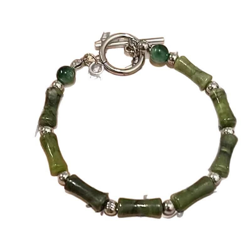 Retro Green Tea Beaded Bracelet: Elegant, High-End Chinese-Style Jewelry