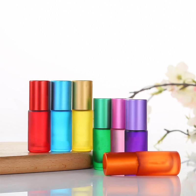 5/10ml Glass Roller Bottle For Essential Oils Aromatherapies Refillable Portable Roll On Container Practical Leakproof Design