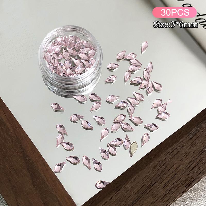 30Pcs Irregular-Shaped Drill Nail Art Rhinestones 3D Crystal Pearl Stones for DIY Manicure Decorations Accessories