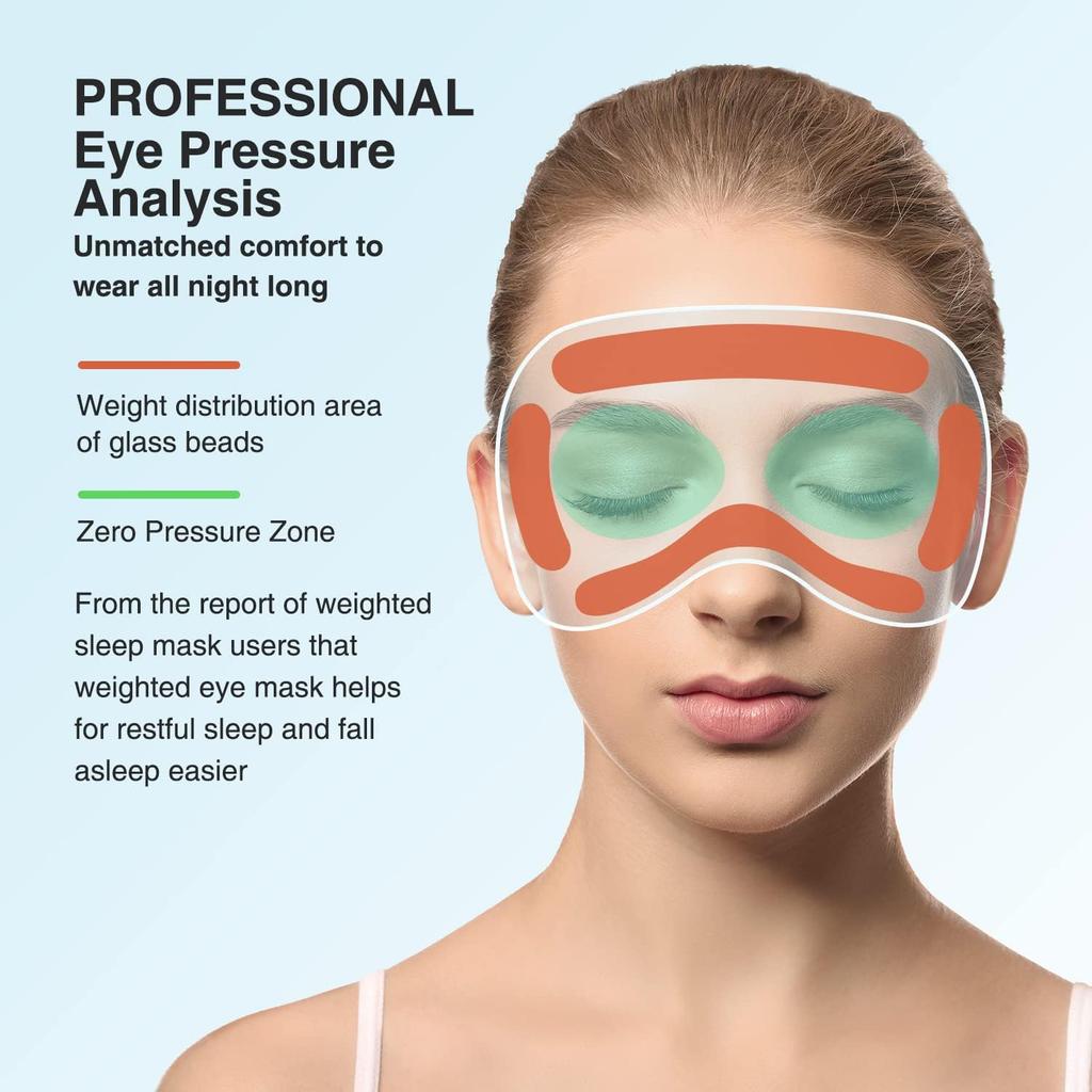 YFONG Weighted Sleep Mask, Women Men 3D Blocking Lights Sleeping Mask (4.2oz/120g), Pressure Relief Night Sleep Eye Mask with Adjustable Strap, Eye
