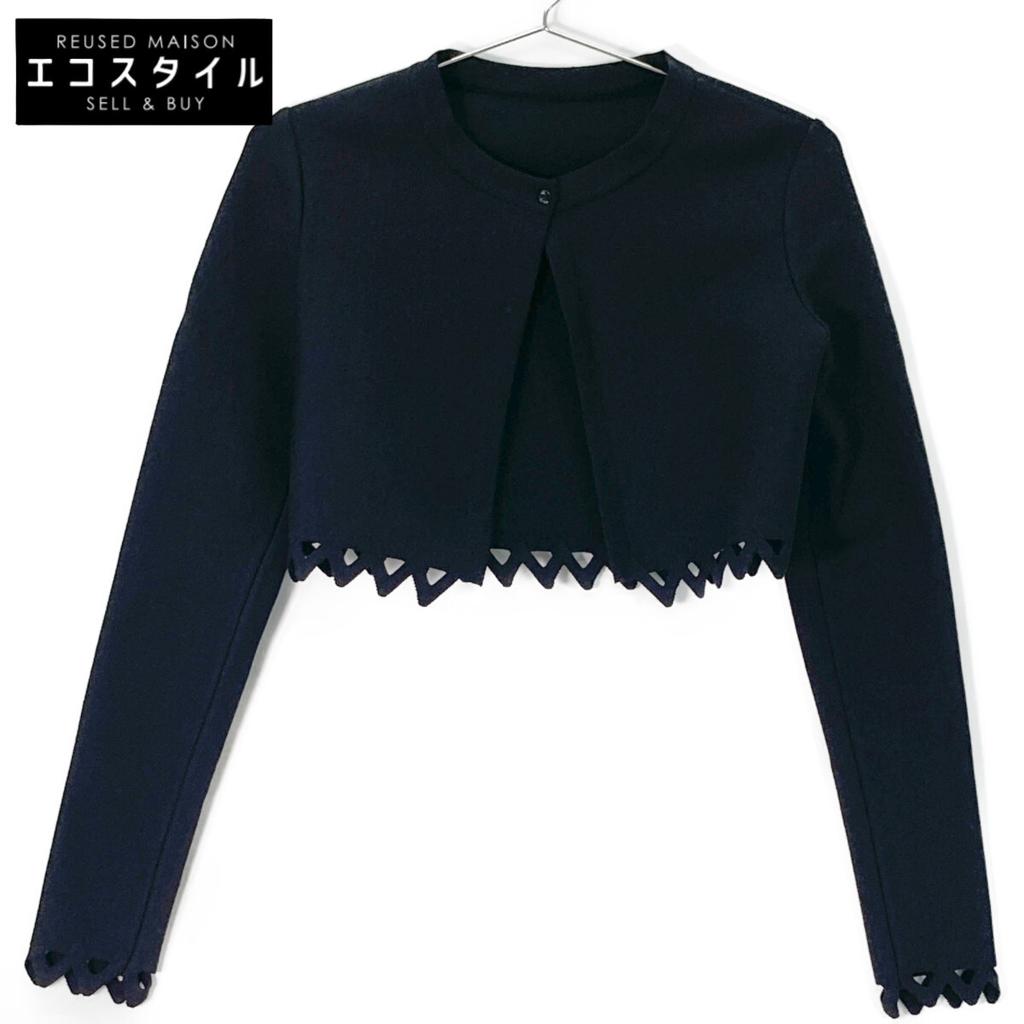 ALAIA Black rayon blend cropped cardigan tops 36 blackUsed