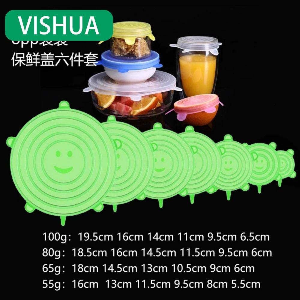 

6 шт. Многоразовые силиконовые крышки для еды/посуды