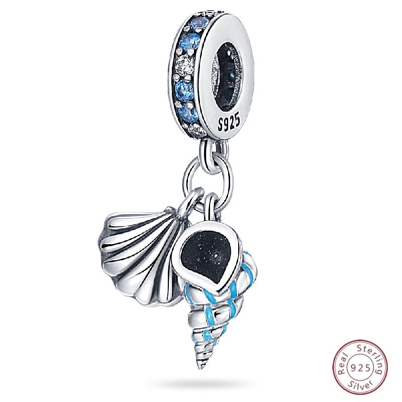 Copper Beaded Pendant Blue Zircon Ocean Penguin Crab Original 3Mm Bracelet Women Fine Jewelry