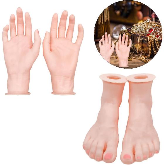 Versatile Silicone Hand and Foot Models Adjustable Silicone Hand Foot Shape Models for Beauty Artists Accessory Display