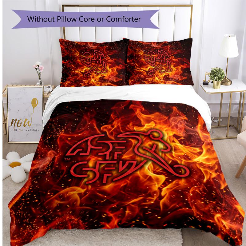 Switzerland Football Printed Bedding 3 Piece Set Cozy Breathable Bed Cover Set As Housewarming Holiday Gift