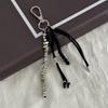 Unique Geometric Bead Bag Chain Keychain Charm With Tassel Accent For Purse Keys Jewelry Accessories Decoration
