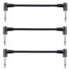 Set of 3 18cm Shielded Effects Cables (Black) for Effects Pedal Boards, Bass Effects Pedal Power Supplies, Patch Cables, and Effects Pedal Patch