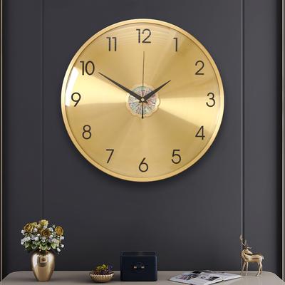 Luxury Design Rotundity Wall Clock Living Room Digital Clock Restaurant Mute Brass Quartz Clock Corridor Mural Watch Home Decor