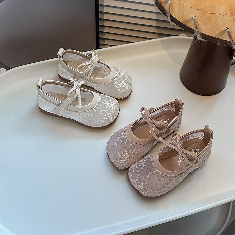 Girls Princess Shoes Mesh Breathable for Summer Kids Casual Shoes Round Toes 2025 Brand New Children Flat Shoes Non-slip Soft