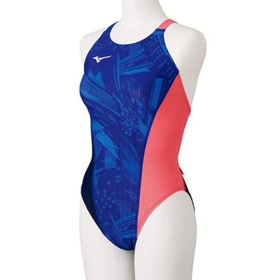 Mizuno Exersuit UP Medium Cut Competition Swimsuit for Training and Size M Women's Practice, N2MA0761, Blue,