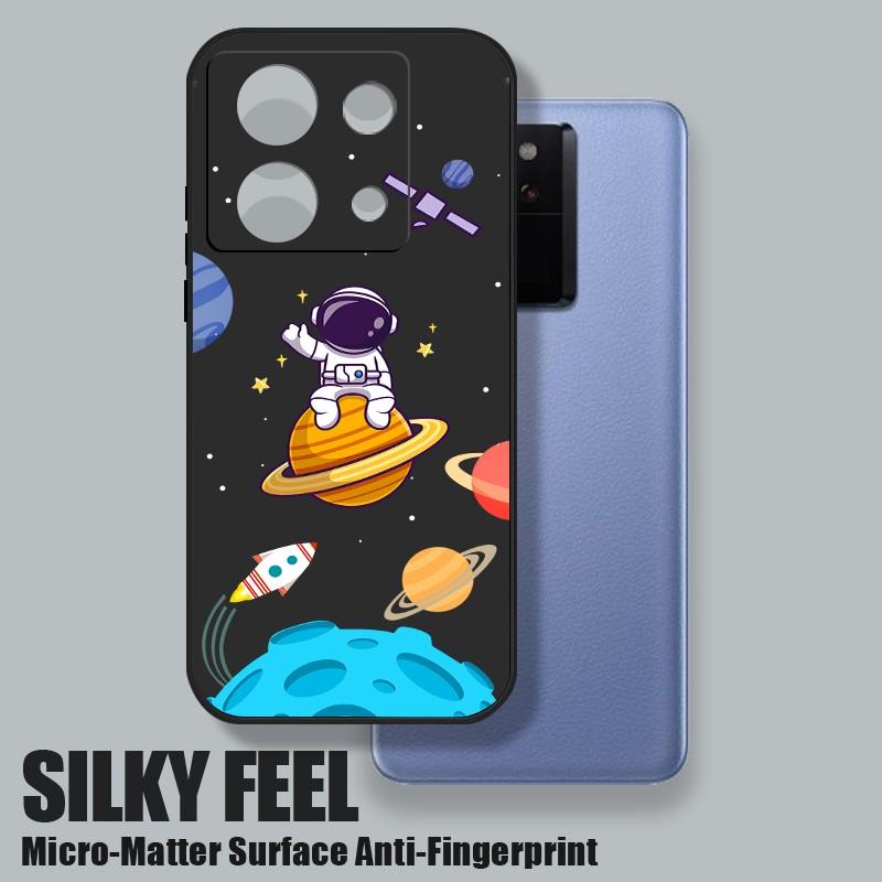Space Astronaut Print Phone Case For Xiaomi 13T Pro Poco X6 F6 Redmi Note 13 12 Pro 11 10 Lens Protection Soft Silicone Lanyard Shockproof Slim Cover