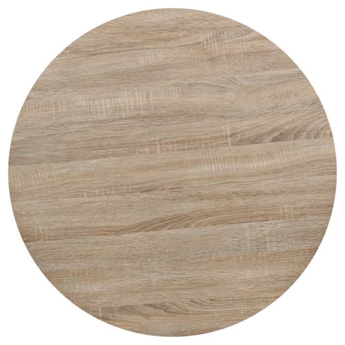 VidaXL Table de bistro MDF et acier Rond 80 x 75 cm Couleur de chêne