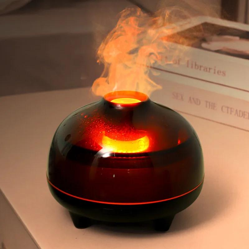 

Colorful Aromatherapy Machine Simulated Flame Ultrasonic Essential Oil Diffuser Desktop Crack Humidifier USB With crystal beads