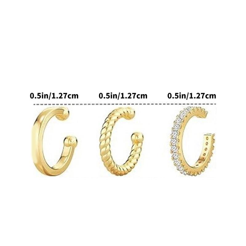 Set di orecchini a clip placcati oro regolabili, accessori per orecchie alla moda per donne, orecchie sensibili