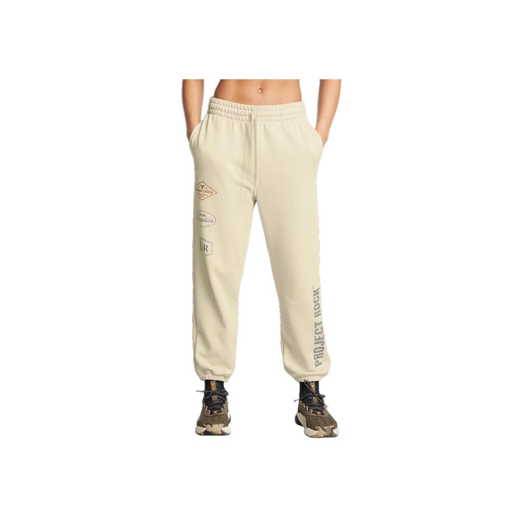 Under Armour Project Rock Tools Of The Trade Comfortable Soft Fashion Casual Pants Women Pants Mink-White Gray 1386445-273