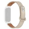 For Samsung Galaxy Fit-e SM-R375 Genuine Cowhide Leather Replacement Strap Double Snap Button Watchband with Silver Watch Case