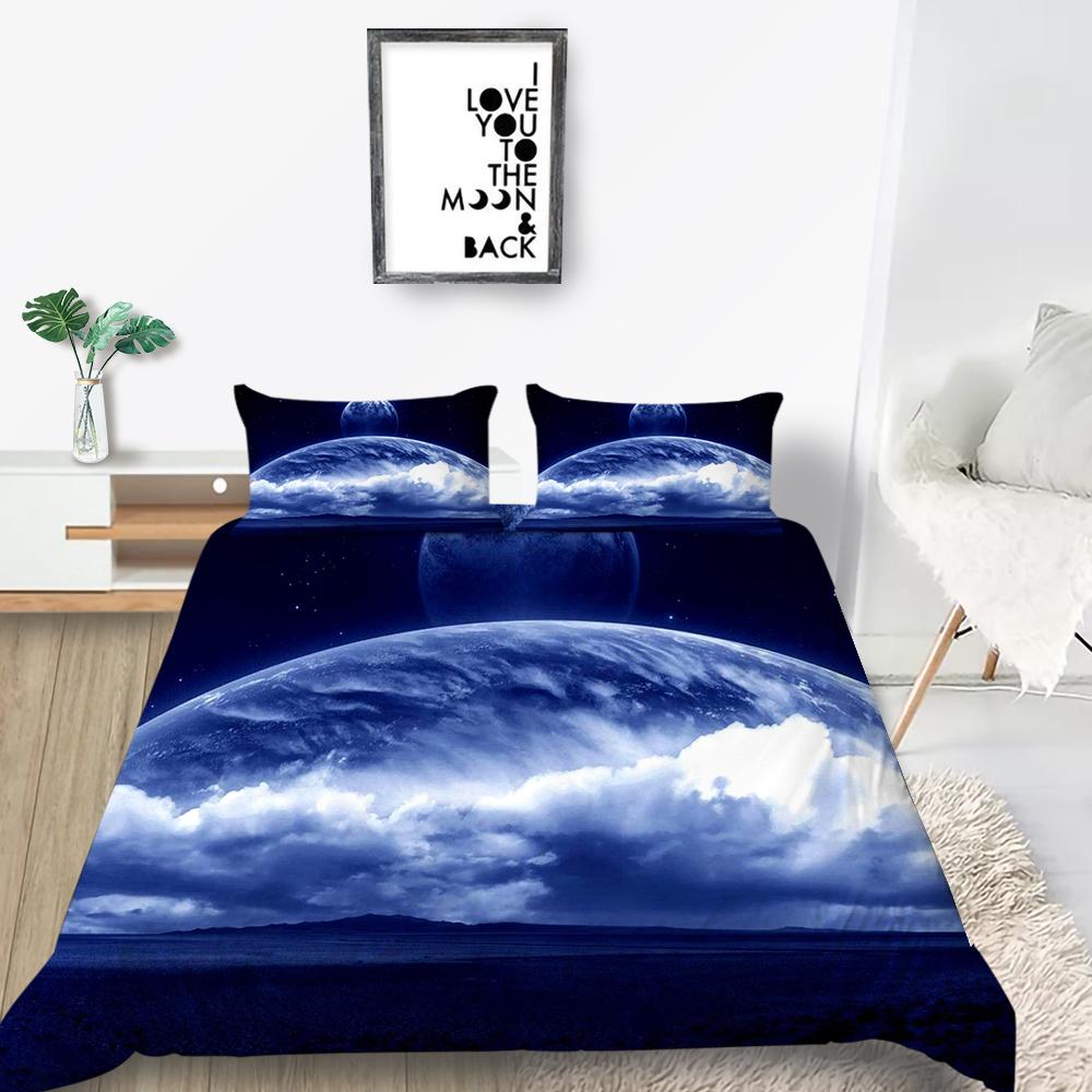 Star Printing Bedding Single Double Bed Full Size 3D Microfiber Universe Printing Pillowcase and Quilt Cover 2/3 Comfortable Home Decoration