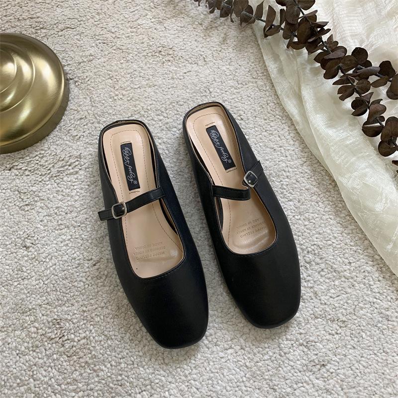 Fashion Flats Shoes Women Design Women's Mules Heel Summer Elegant Pointed Toe Slippers Ladies Casual Outdoor Candy Colors Slides