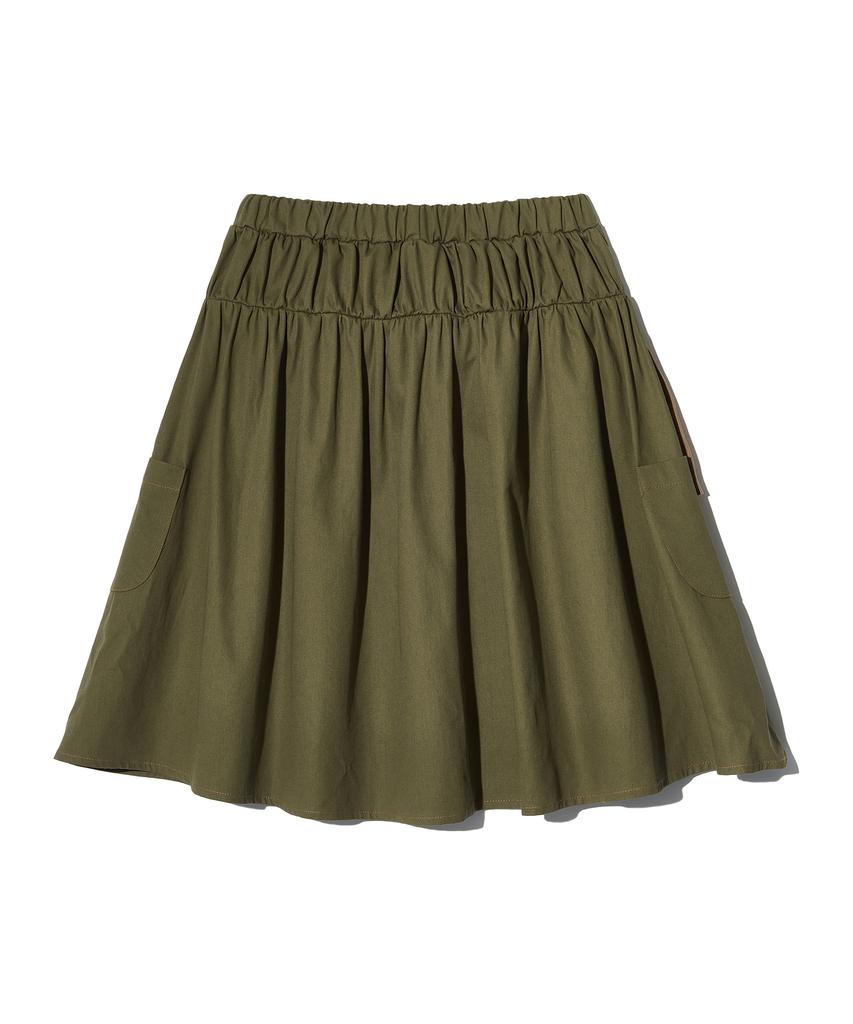Peace Maker Corduroy Point Cotton Work Midi Skirt (Khaki)