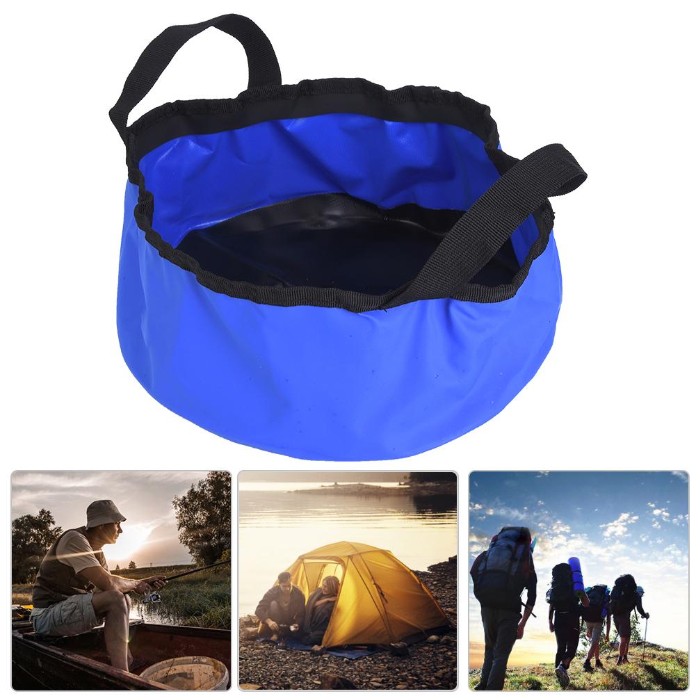 PVC Outdoor Portable Round Folding Bucket Wash Basin for Traveling Camping Picnic