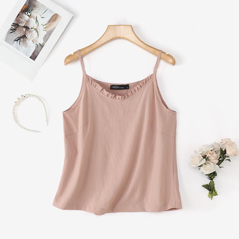 

ZANZEA Женские летние повседневные свободные топы-майки без рукавов на бретелях 3XL розовый