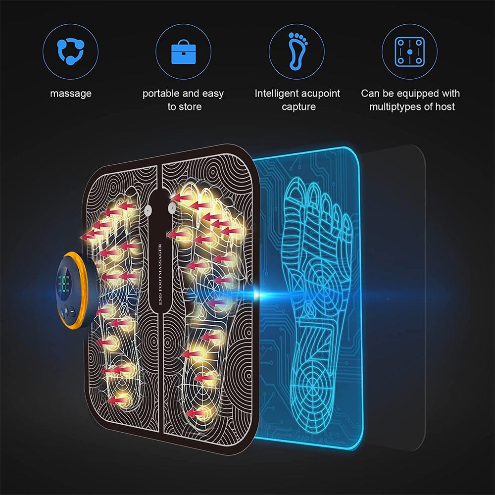 EMS Massage Fußpolster Pulstherapie Mikrostrom Fußmassagegerät zur Linderung von Müdigkeit USB-Lademodell