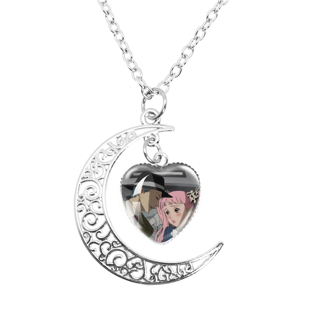 Anime Paradise Kiss Yukari Hayasaka Miwako Sakurada The Moon Necklace Glass Heart Shape Pendant Necklace Jewelry Charm Fans Gift