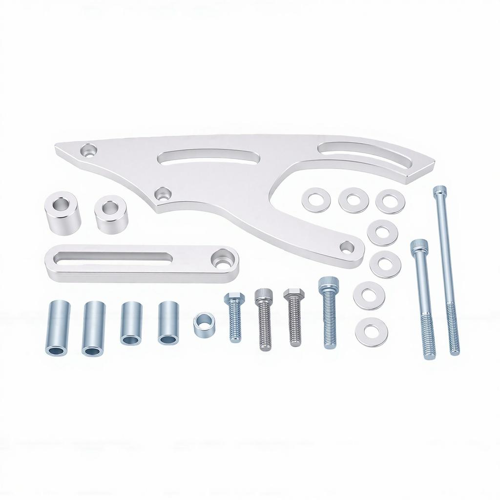 Power Steering Pump Bracket Kit Billet Aluminum Alloy Replacement for Ford 289 302 351W SBF Small Block Engine