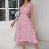 Women Casual Sleeveless Summer Dresses Spring Patchwork Boho Floral Cocktail Party Dress