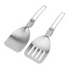 2pcs 304 Stainless Steel Spatula Foldable Food Turner Portable Spatula for Outdoor Picnic Equipment