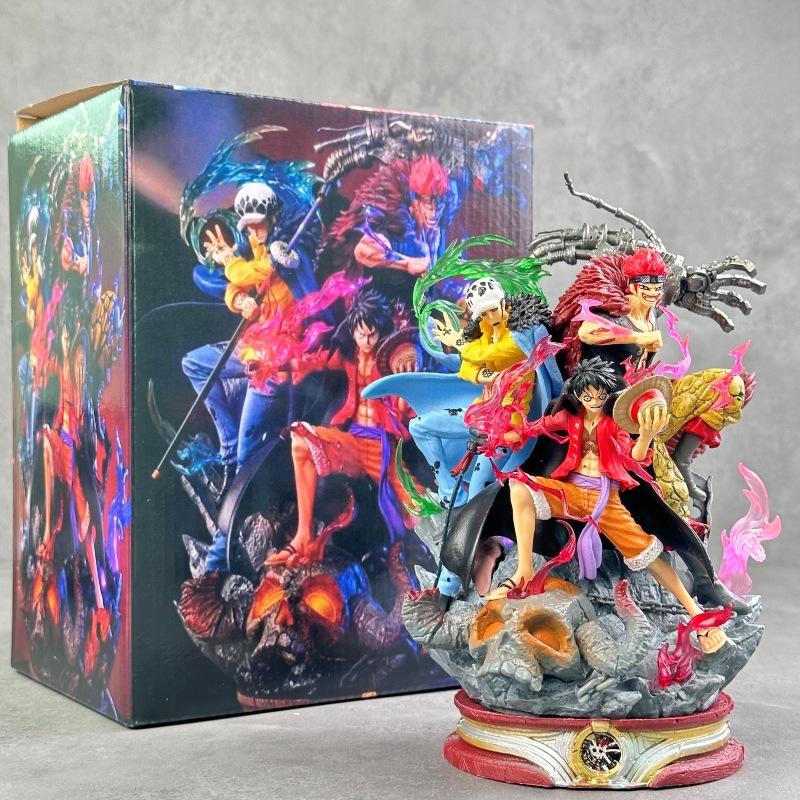 

High-Quality Anime One Piece Wano Country War Three Captains Figure Straw Hat Luffy Eustass Kid Statue Collection Ornament Gift